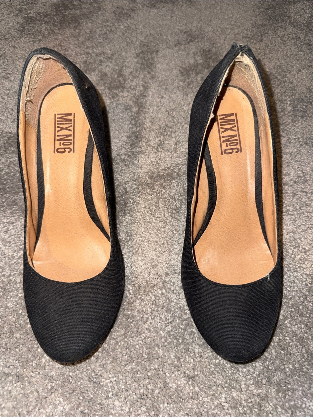 Mix No. 6 Black Fabric Round-Toe Wedges
